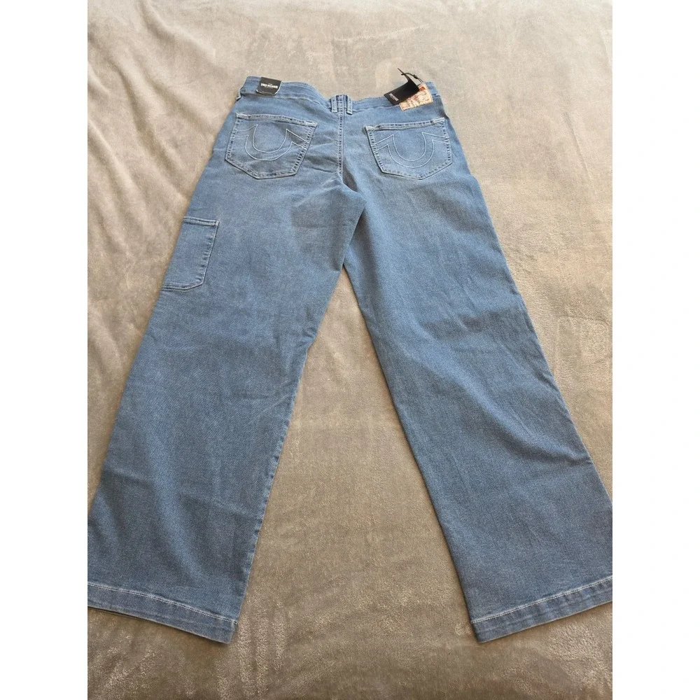 True Religion Low Rise Carpenter Jeans Wide Leg Double Knee Blue Denim W30